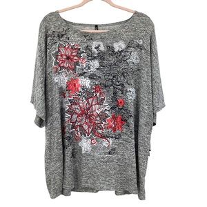 NWT Forever Jade Poinsettia Top 2X